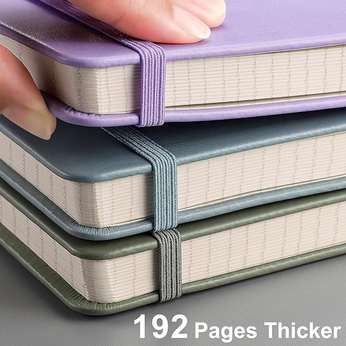 EMSHOI Lined Journal Notebook, 8.5" x 11" Hardcover Leather Journal for Women Men, 192 Pages 100 GSM Thick Paper A4 Large Journals for Writing, College Ruled Notebook for Work, Sticky Notes, Purple