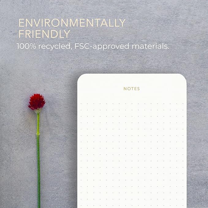 Elegant Desk Notepads for Professionals, Executive's Memo Pads, Minimalist, Gold Foiled, Dotted Layout, 3 Pack, 225 Sheets Total (75 Each), 6.3" x 3.9”, 80 GSM, Eco-friendly, FSC™ Certified Small Notepad
