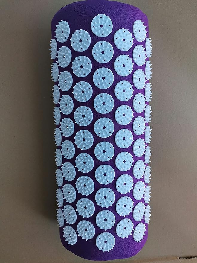 Acupressure Pillow Acupuncture Massager for Massage Neck Back Head Pain Relief, Relieves Muscle Stress Relaxation, Purple