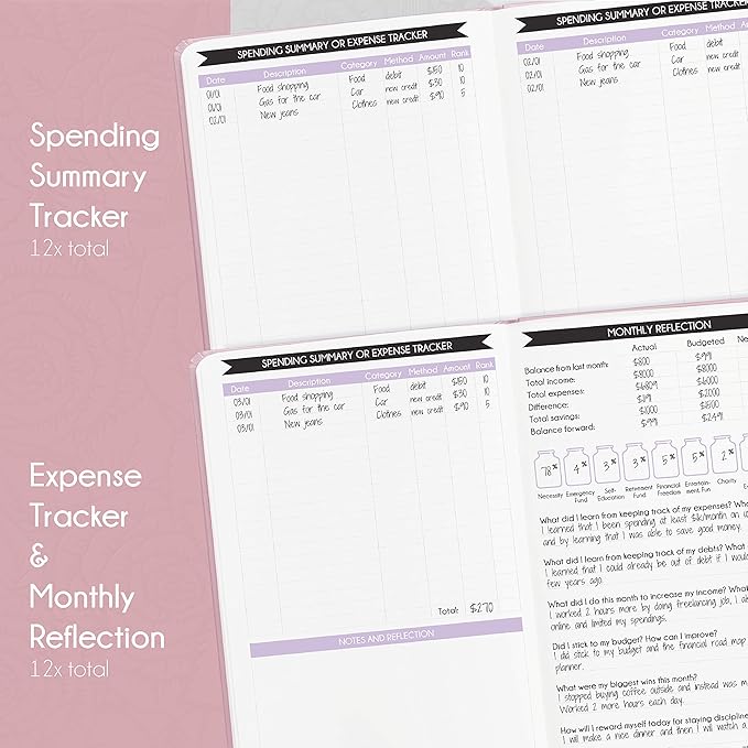 Financial Planner - Monthly Budget Planner & Monthly Bill Organizer | A 12-Month Journey to Financial Freedom | Bill Payment Tracker Organizer, Debt, Expense Tracker & Money Saving with Pockets