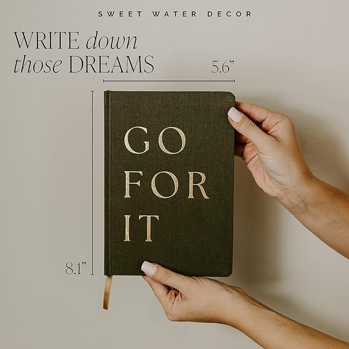 Sweet Water Decor Dream Plan Do Motivational Journal - Grey Fabric Journal with Rose Gold Details and Ribbon Bookmark - Motivational Notebook Inspirational Lined Journal for Work and School