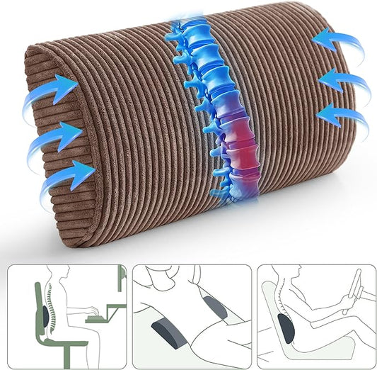 HIGOGOGO Lumbar Support Pillow for Recliner Chair/Accent Chair/Couch, Memory Foam Back Support Cushion for Elderly, Recliner Cushions for Back Rest, Pain Relief, Reading, Washable Cover, Brown