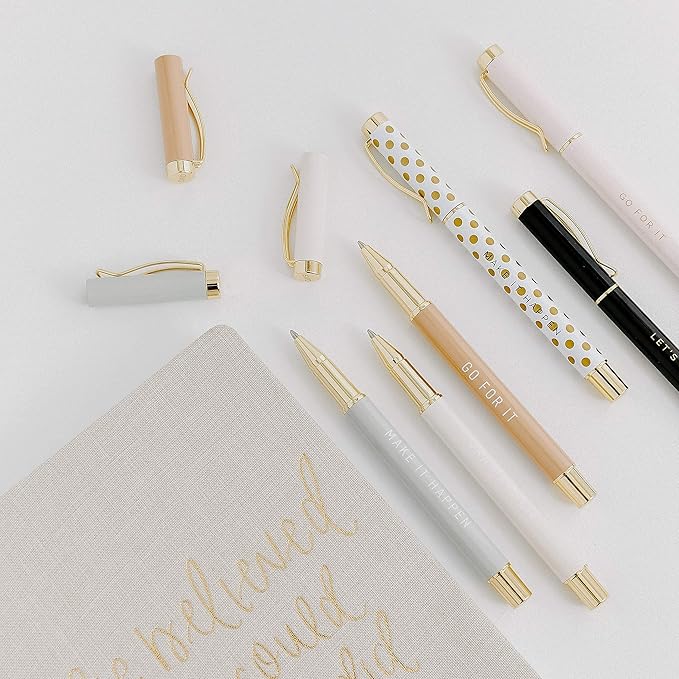 Sweet Water Decor Cute Motivational Lined Composition Notebook for Women, 100 Ruled Pages for Writing, Diary with Fabric Inspirational Cover (Tan She Believed She Could)