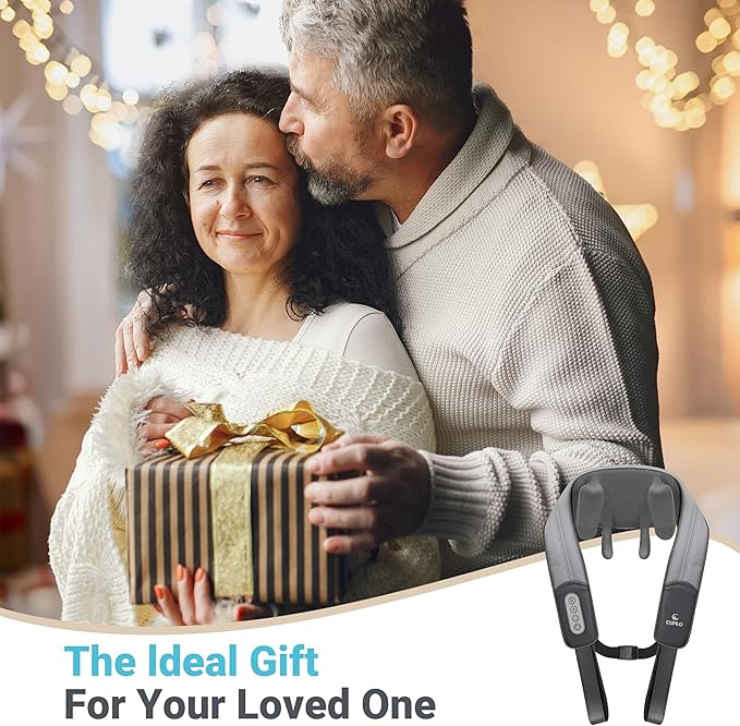 Neck Shoulder Massager with Heat - FSA Eligible, Ideal Gifts for Men Women,4D Expert Deep Tissue Kneading Massager, Rechargeable Massage for Neck, Shoulder,Traps and Back Pain Relief