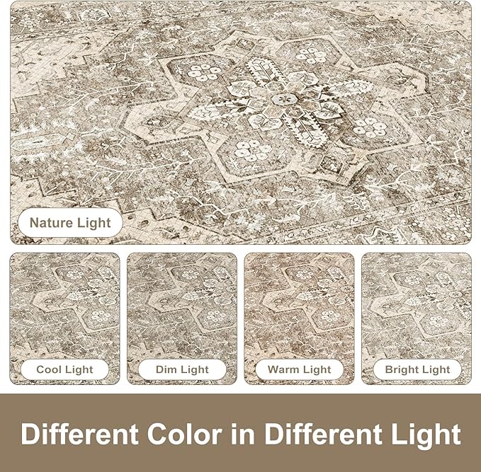 KIMODE Anti Fatigue Kitchen Mats for Floor, 20"x71" Boho Oriental Kitchen Rug, Padded Kitchen Floor Mats Non Slip, Cushioned Standing Mats for Front of Sink Laundry Desk Bedroom Khaki