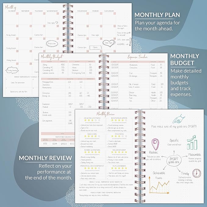 PLANBERRY Weekly Planner – Undated Life Organizer & Budget Planner – Time Management, Goal Setting, To-Do List, Work-Life Balance & Habit Tracker – 6.1″ x 8.1″ (Ocean Depths)