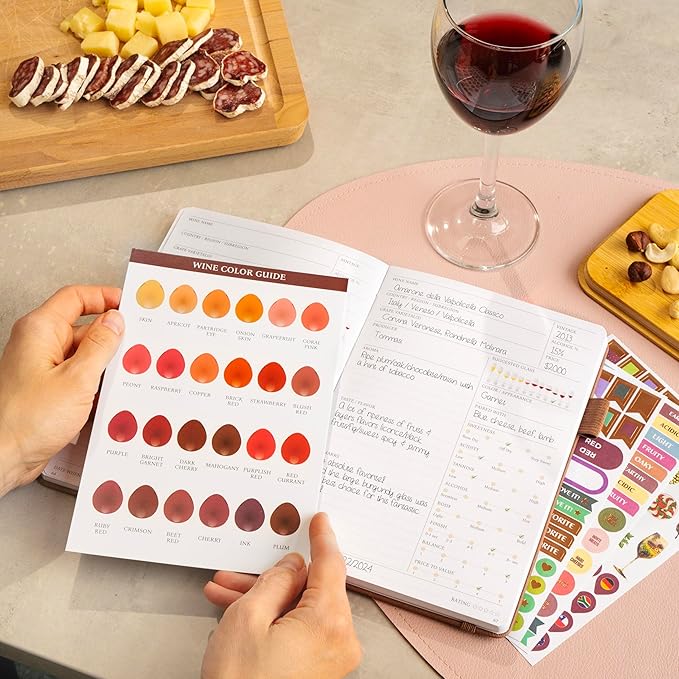 Legend Wine Tasting Journal – Wine Guide & Diary – Unique Accessories & Gifts for Wine Lovers, Women & Men, Eco Leather Notebook (Dark Terraсotta)