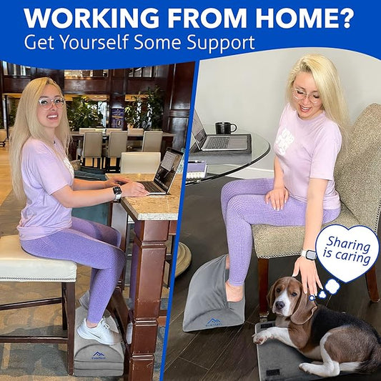 EverRest Under Desk Footrest for Office Use - Warmer Feet, 3 Adjustable Heights - Tall Ergonomic Foot Rest Stool for Gaming Chair, Computer - Leg Support for Work from Home