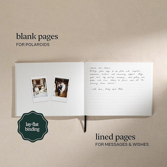 Kunitsa Co. Wedding Guest Book - Blank Sign in Book for Special Occasions, Oat Linen Cover