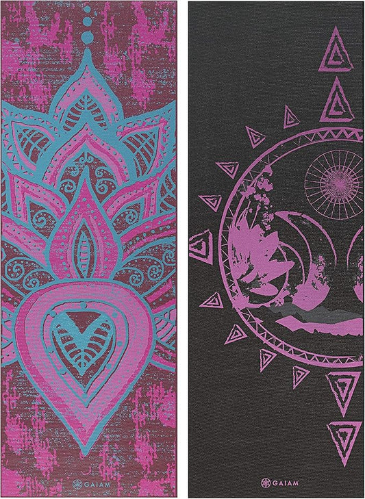 Gaiam Yoga Mat - Premium 6mm Print Reversible Extra Thick Non Slip Exercise & Fitness Mat for All Types of Yoga, Pilates & Floor Workouts (68" x 24" x 6mm Thick)