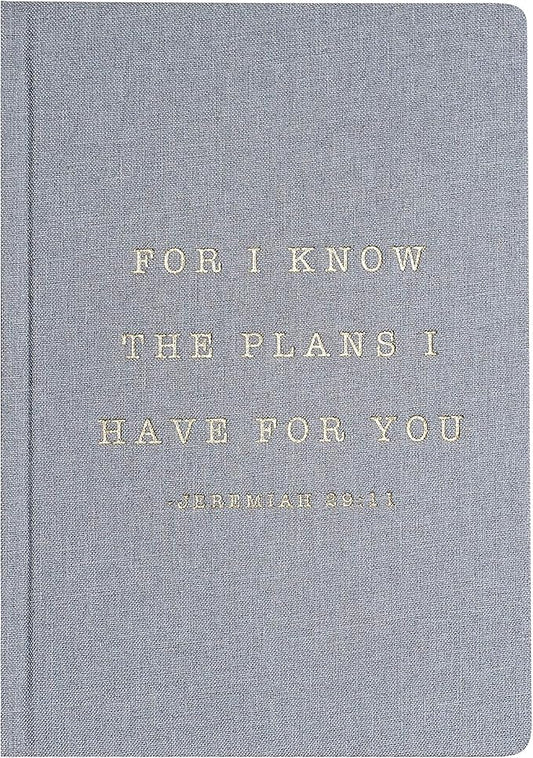 Sweet Water Decor Cute Motivational Lined Composition Notebook for Women, 100 Ruled Pages for Writing, Diary with Fabric Inspirational Cover (For I Know The Plans I Have For You)