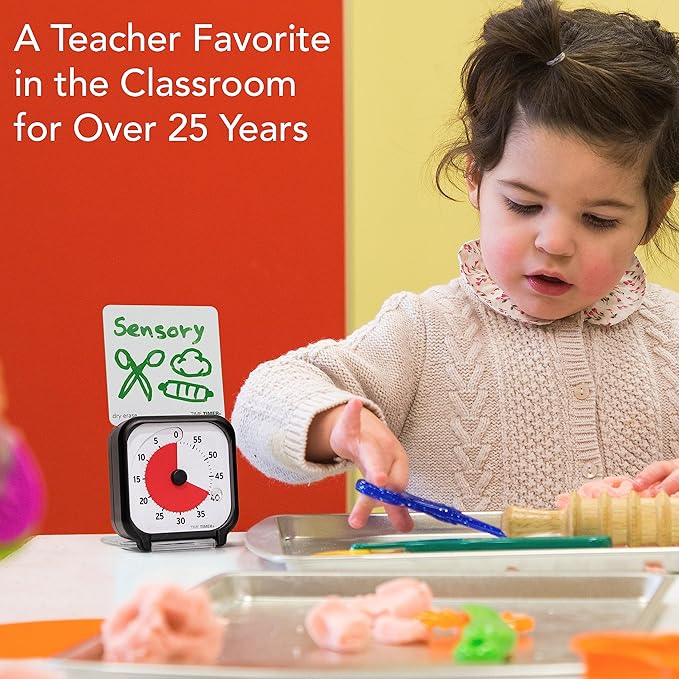 Time Timer 3 inch Visual Timer — 60 Minute Kids Desk Countdown Clock with Dry Erase Activity Card and Desktop App Access — for Kids Classroom, Homeschool Study Tool, Task Reminder, Home and Kitchen