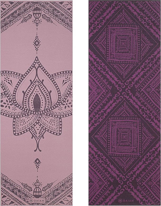 Gaiam Yoga Mat - Premium 6mm Print Reversible Extra Thick Non Slip Exercise & Fitness Mat for All Types of Yoga, Pilates & Floor Workouts (68" x 24" x 6mm Thick)