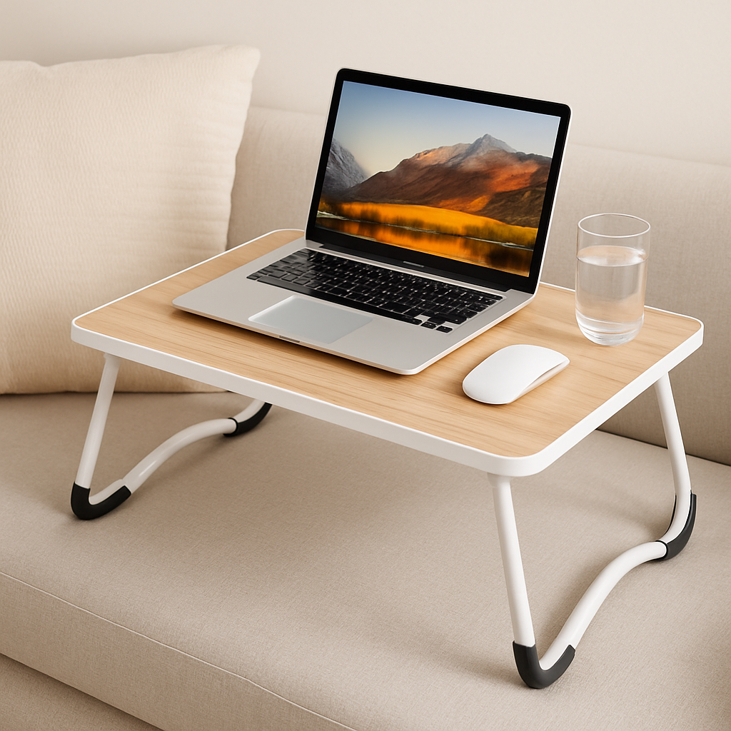 Foldable laptop desks for mobile work environments