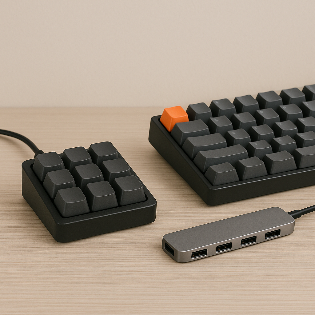 Shortcut tools including macro pads and productivity keyboards