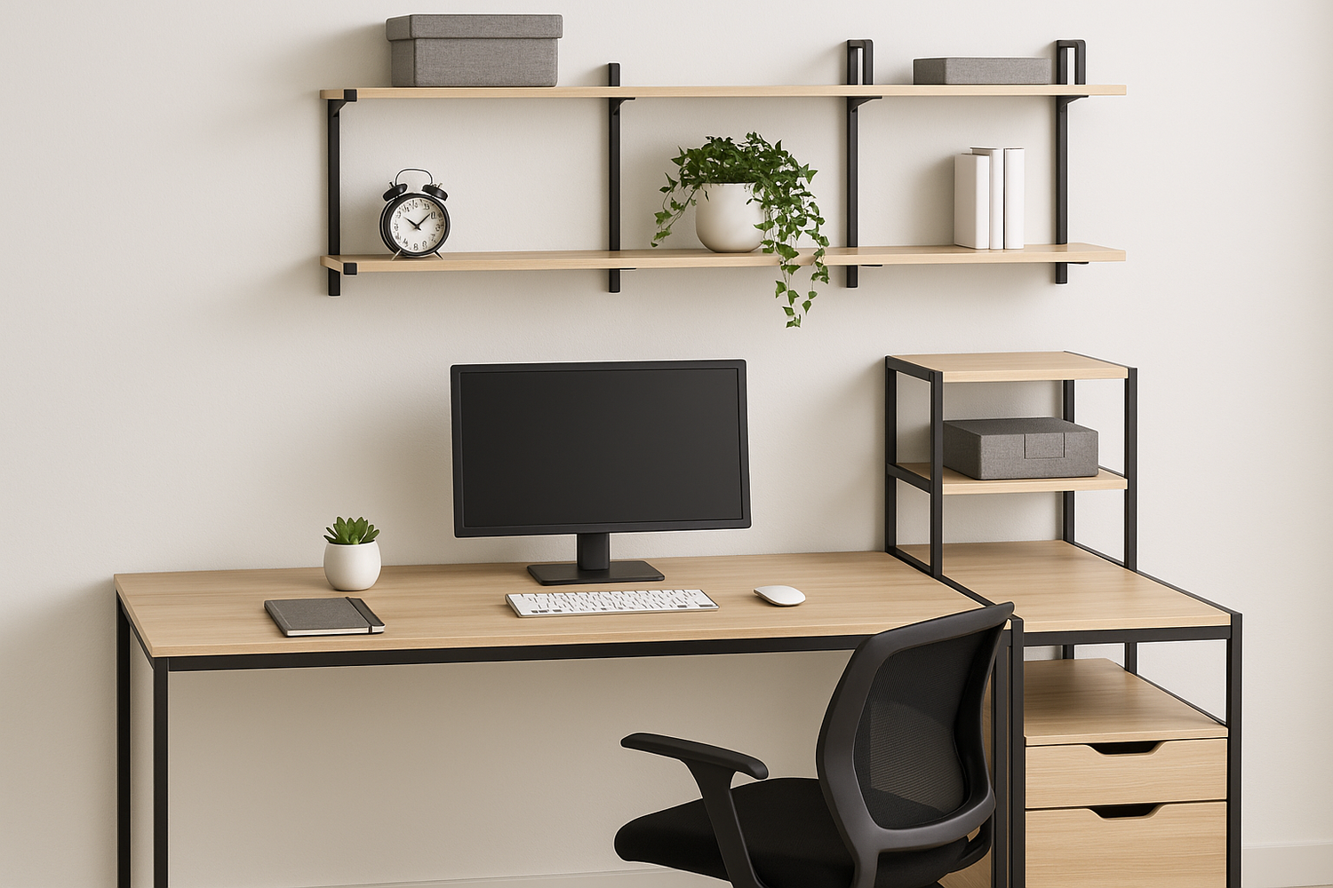 Modular desk systems for customizable work setups