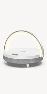 EZVALO Gift for Her, Music Table Lamp with Wireless Charger, 4 in 1 Touch Bedside Lamp, Portable Bluetooth Speaker, Phone Holder, Dimmable LED Night Lights Birthday Gifts for Women, Men, Dad, Mom