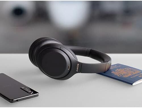 Sony WH-1000XM4 Wireless Noise Canceling Overhead Headphones with Mic for Phone-Call, Voice Control, Black, with USB Wall Adapter and Microfiber Cleaning Cloth - Bundle