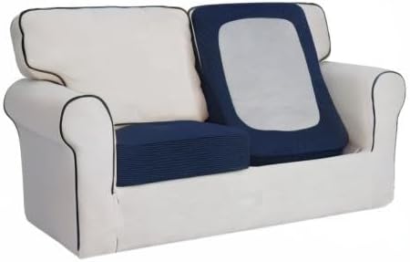 Easy-Going Stretch Individual Loveseat Couch Cushion Cover Sofa Cushion Furniture Protector Sofa slipcover Soft Flexibility with Elastic Bottom (2-Piece Loveseat Cushion Cover, Navy)