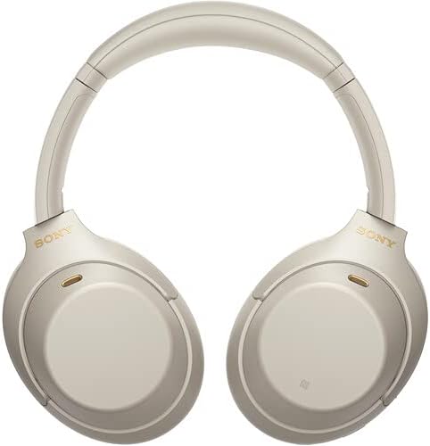 Sony WH-1000XM4 Wireless Noise Canceling Overhead Headphones with Mic for Phone-Call, Voice Control, Silver, with USB Wall Adapter and Microfiber Cleaning Cloth - Bundle