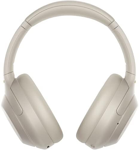 Sony WH-1000XM4 Wireless Noise Canceling Overhead Headphones with Mic for Phone-Call, Voice Control, Silver, with USB Wall Adapter and Microfiber Cleaning Cloth - Bundle