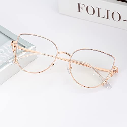 GUDVUE Blue Light Glasses, Computer/Gaming/TV/Phones Glasses for Women/men, Anti Glare/UV400/Eye Strain, Cat Eye Rose Gold