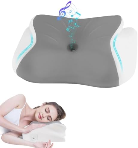 Smart Sound Pillow for Sleep,Tinnitus Sound Therapy & Bluetooth Pillow Speaker Ergonomic Neck Support for Shoulder Cervical Pain Relief,Relaxation and Deep Sleep,Comfortable Breathable,White