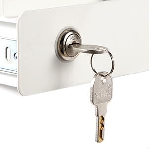 Lockable Drawer for Under Desk White,16" W x 11.8" D x 6.3" H Under Desk Locking Locking Drawer