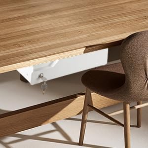 Lockable Drawer for Under Desk White,16" W x 11.8" D x 6.3" H Under Desk Locking Locking Drawer