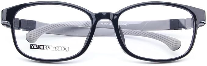 QYAJS Eyeglasses Frame Children Optical Glasses Frame TR90 Flexible Bendable One-piece Safe Eyeglasses Girls Boy (Light Black and Grey)