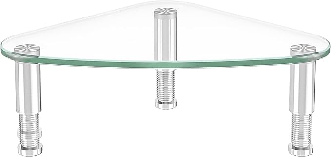 Hemudu Clear Glass Computer Monitor Riser / Triangle Desktop Universal Corner Stand for Computer Monitor & Laptop HD01T-003