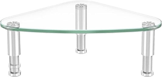 Hemudu Clear Glass Computer Monitor Riser / Triangle Desktop Universal Corner Stand for Computer Monitor & Laptop HD01T-003