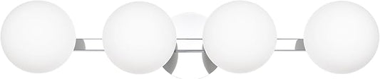 Globe Bathroom Vanity Light Fixtures, Modern 4 Lights Wall Lighting Chrome, Porch Wall Mount Light Fixture for Bathroom, Over Mirror Cabinets Hallway Stairs