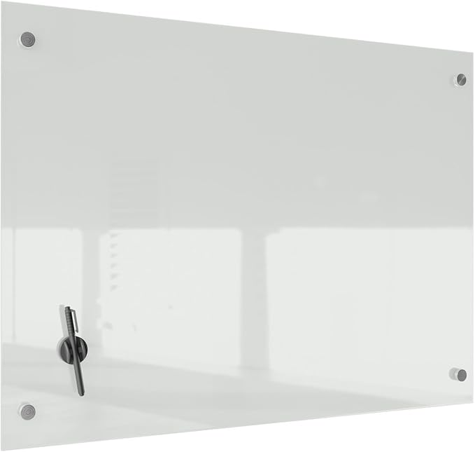 R&G Magnetic Glass Dry Erase Whiteboard,48" x36“ Frameless White Writing Board Set for Office,School and Home