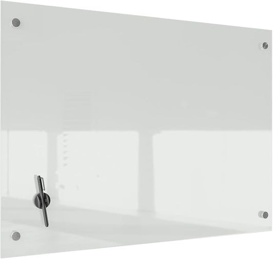 R&G Magnetic Glass Dry Erase Whiteboard,48" x36“ Frameless White Writing Board Set for Office,School and Home