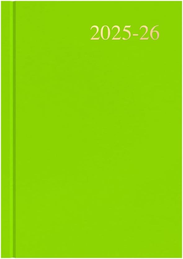 Collins 'Essentials' 12 Month Mid/Academic Year Planner, July 2025-July 2026 - ESSA53M.64-2526 - Week-to-View Diary, A5 Hard Cover, Lime