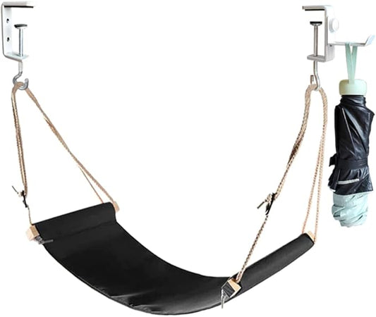 DMcore Canvas Foot Rest Hammock, Adjustable Mini Foot Rest Stand Under Desk Home Office … (Black)