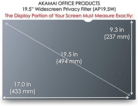 19.5 inch Computer Privacy Screen (16:9) - Black Security Shield - Desktop Monitor Protector - UV & Blue Light Filter by Akamai (19.5 inch Diagonally Measured, Black)