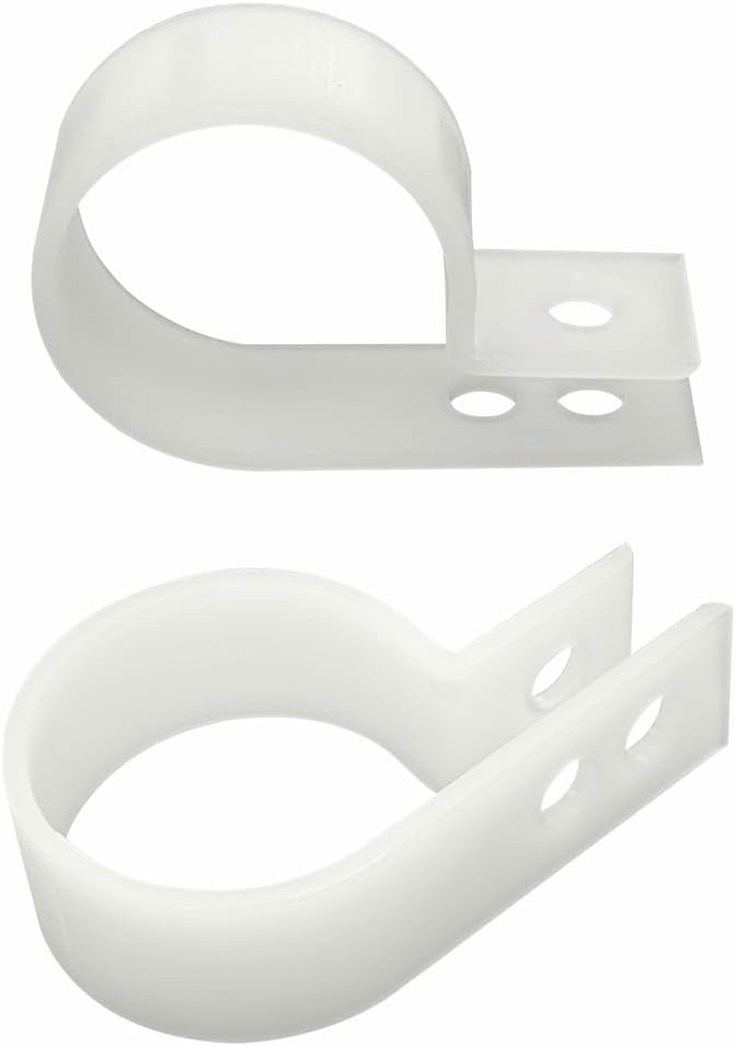 50 Pcs 1 Inch R-Type Nylon Cable Clamp，White 1" Plastic Wire Clips Fasteners Assortment for Wire Management