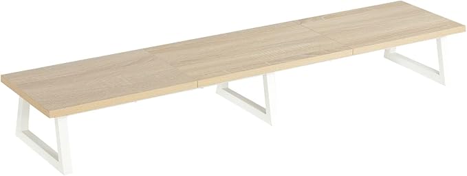 TEAMIX Large Dual Monitor Riser - Wood & Steel Desk Organization - Maple, 42 inch