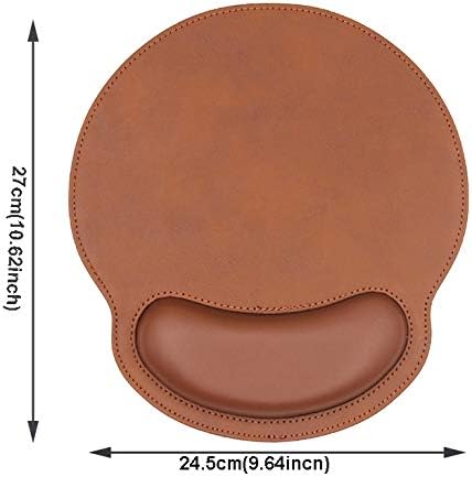 RICHEN Ergonomic PU Leather Mouse Pad with Wrist Support,Comfort Memory Foam,Waterproof Surface，Non- Slip Rubber Base for Computer Laptop & Mac,Lightweight Rest for Home,Office & Travel (Brown)