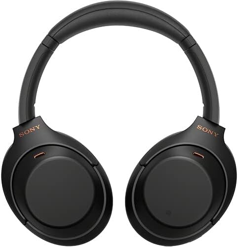 Sony WH-1000XM4 Wireless Noise Canceling Overhead Headphones with Mic for Phone-Call, Voice Control, Black, with USB Wall Adapter and Microfiber Cleaning Cloth - Bundle
