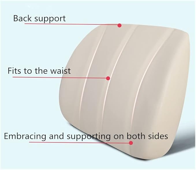 ZHONGLI Memory Foam Lumbar Support Pillow-Middle/Lower Back Support Cushion-Used for car Seats, Office Chairs, recliners, etc. (Beige)