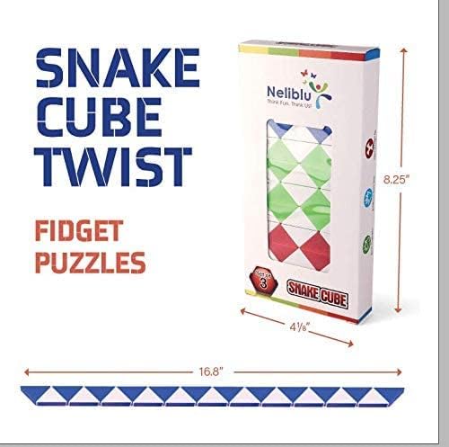 Neliblu 6 Sensory Fidget Snake Cube Twist Puzzles Toys for Kids - Stocking Stuffers - Bulk Pack of 6 Assorted Colors - Snake Fidget Toy Party Favors - Snake Puzzle Party Bag Fillers