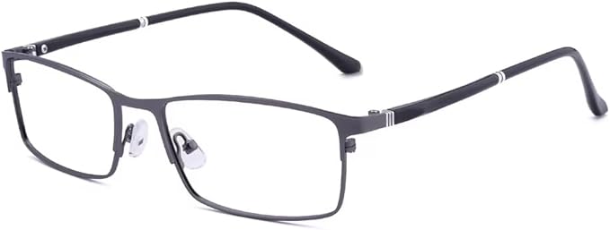 GUDVUE Blue Light Glasses for Men Rectangle Computer Glasses Gaming Eyeglasses, Gunmetal