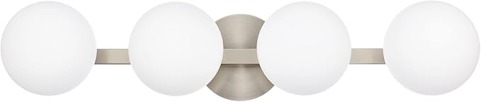 Bathroom Vanity Light Fixtures, Modern 4 Lights Globe Wall Sconce Lighting Brushed Nickel, Porch Wall Mount Light Fixture for Bathroom, Mirror Cabinets Hallway Stairs
