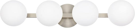 Bathroom Vanity Light Fixtures, Modern 4 Lights Globe Wall Sconce Lighting Brushed Nickel, Porch Wall Mount Light Fixture for Bathroom, Mirror Cabinets Hallway Stairs