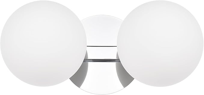 Bathroom Vanity Light Fixtures, Modern 2 Lights Globe Wall Sconce Lighting Chrome, Porch Wall Mount Light Fixture for Bathroom, Mirror Cabinets Hallway Stairs
