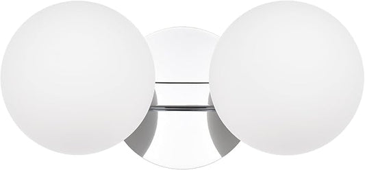 Bathroom Vanity Light Fixtures, Modern 2 Lights Globe Wall Sconce Lighting Chrome, Porch Wall Mount Light Fixture for Bathroom, Mirror Cabinets Hallway Stairs