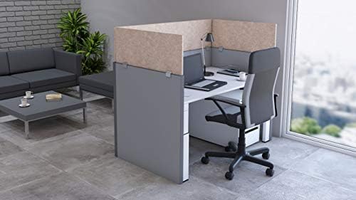 OBEX - Panel Cubicle Mounted PET Privacy Screen - Desk Privacy Panel for Office Cubicles - Noise and Visual Distraction-Reducing Desk Divider - Cubicle Accessories for Office - 18" x 60", Sand